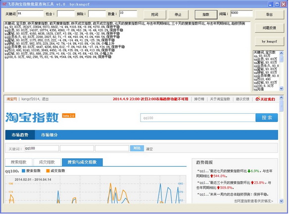 飞答淘宝指数批量查询工具截图1
