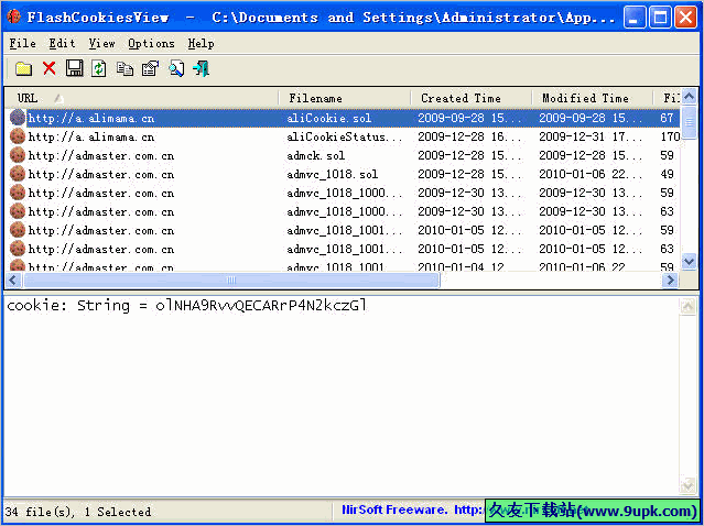 FlashCookiesView 免安装英文版[Flash创建Cookie查看编辑工具]
