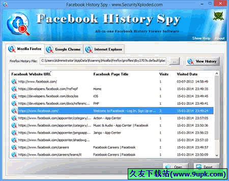 Facebook History Spy 免安装版[Facebook历史记录恢复工具]