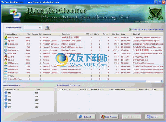 ProcNetMonitor下载英文版_系统进程网络活动监视工具