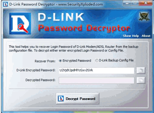 D-Link Password Decryptor 免安装版[D-Link密码恢复器]