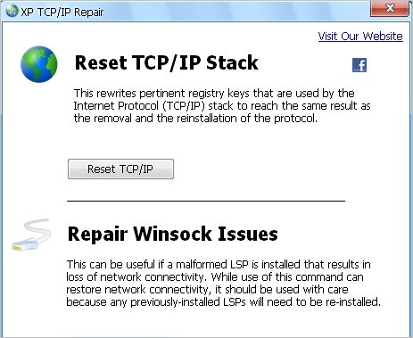 XP TCP/IP Repair 免安装[修复Winsock以及重置TCP/IP程序]
