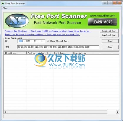 Free Port Scanner 英文版[IP端口扫描工具]