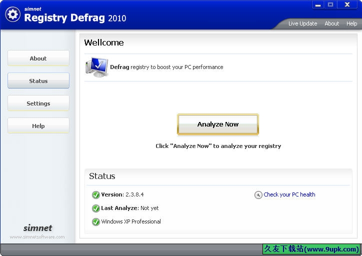 Simnet Registry Defrag 英文版[注册碎片整理工具]