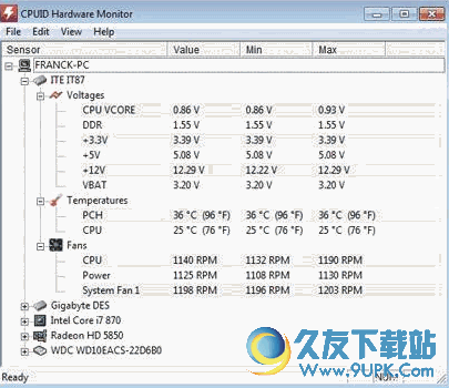 HWMonitor (CPU温度监测软件) 免费