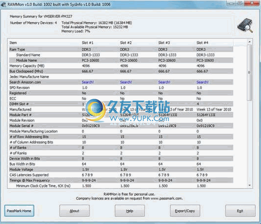 PassMark RAMMon 英文版[内存条监视工具]