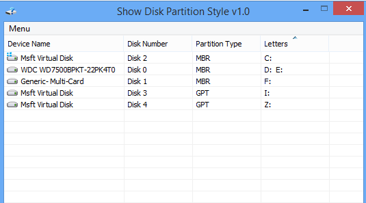 Show Disk Partition Style