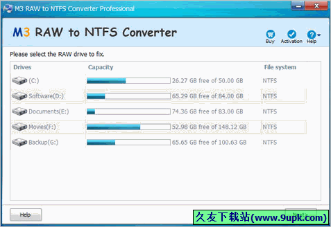 M RAW to FAT / NTFS Converter 特别免安装版[驱动器修复工具]