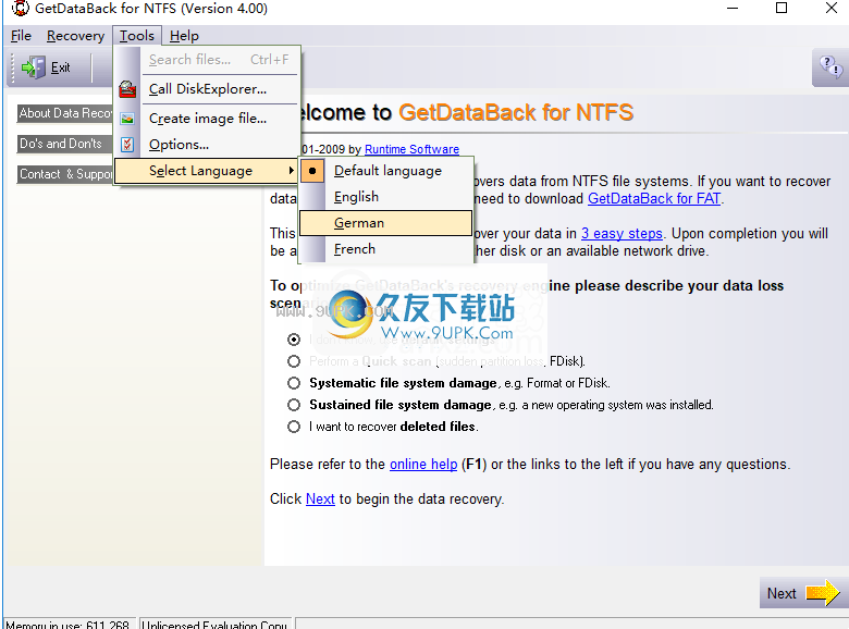 GetDataBackforNTFS
