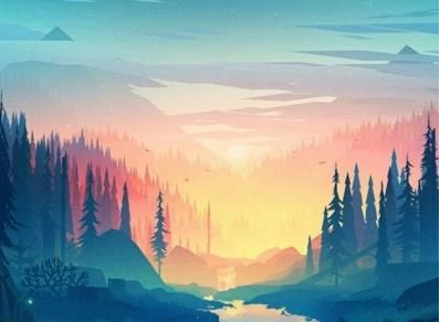 wallpaper engine扁平溪水插画动态壁纸