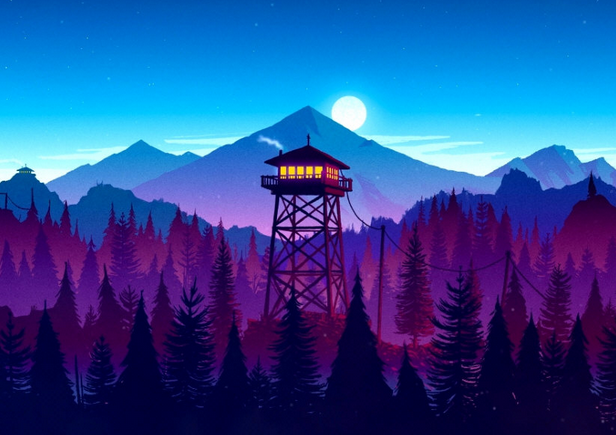 WallpaperEngine扁平插画风灯塔动态壁纸