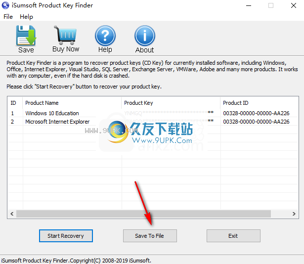 iSumsoftProductKeyFinder