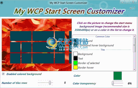 My WCP Start Screen Customizer下载英文版[win开机画面修改器]