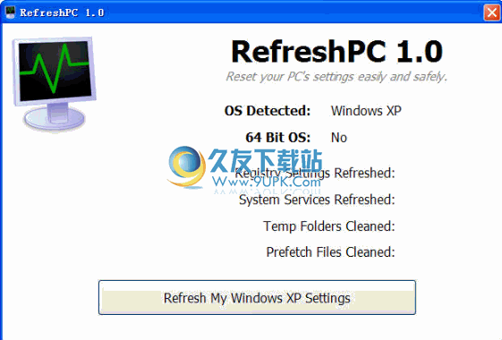 RefreshPC 英文版_还原系统默认设置截图1