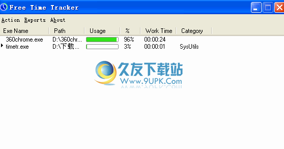 Free Time Tracker下载英文版[计算程序运行时间]