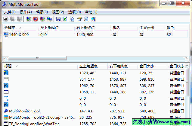 MultiMonitor Tool 中文免安装版[多显示器管理程序]