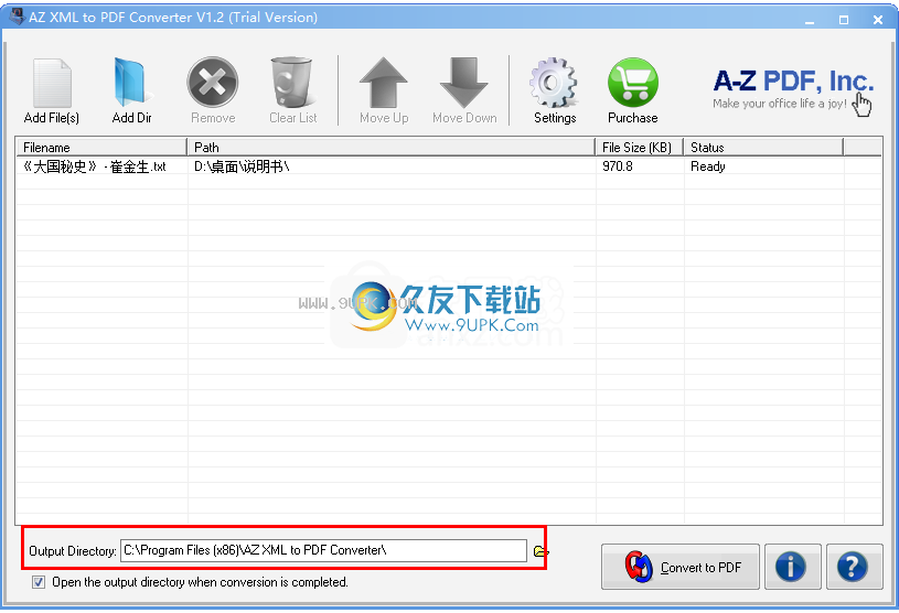 AZ XML to PDF Converter