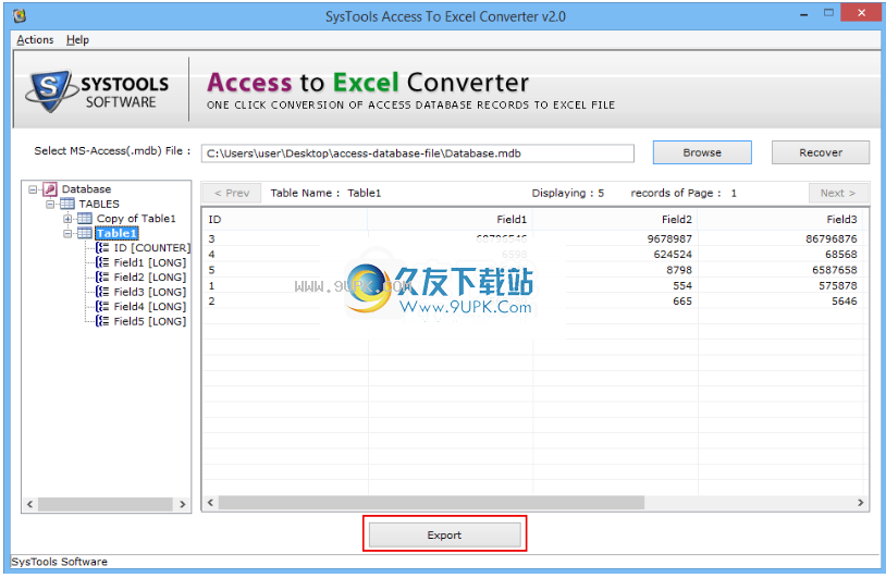 SysToolsAccesstoExcelConverter