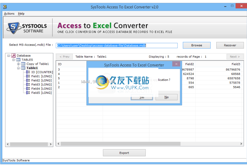 SysToolsAccesstoExcelConverter
