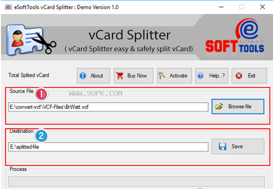 eSoftTools vCard Splitter