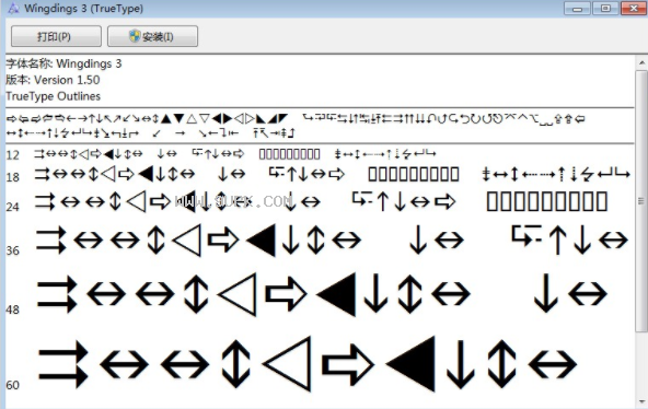 wingdings3.ttf体