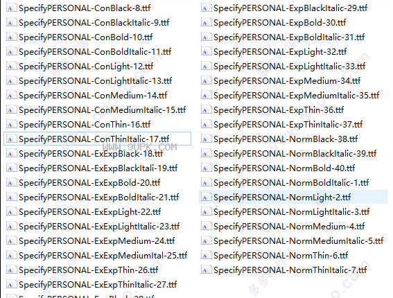 specify personal全系列字体