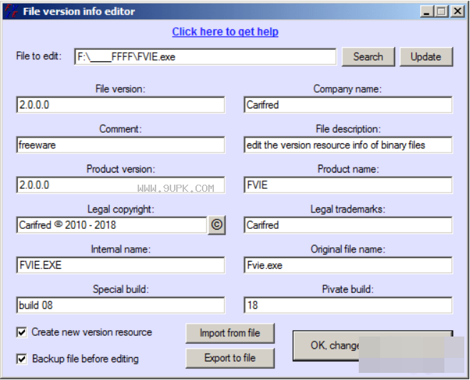 File version info editor