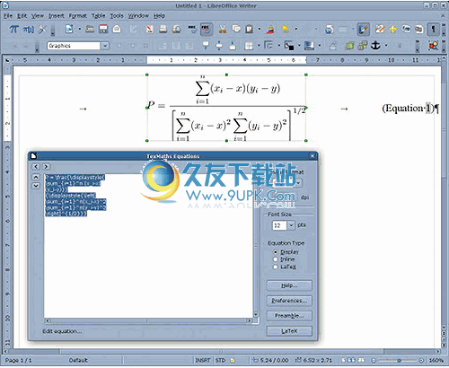 TexMaths下载v英文版_LibreOffice的LaTeX算式插件