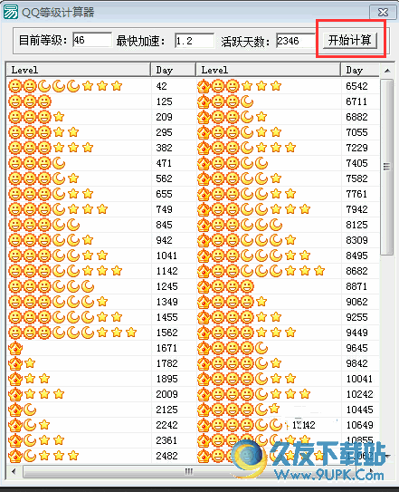 QQ等级计算器(计算QQ升级天数软件)